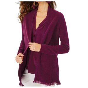 Lilly Pullitzer Noble long line open front cashmere cardigan sweater fringed M
